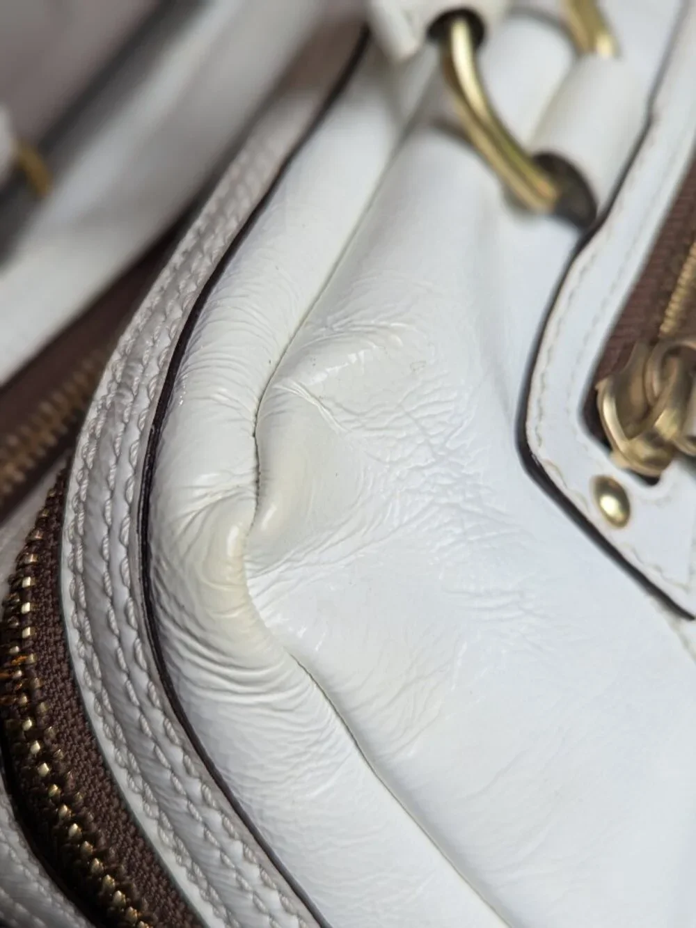 Coach F13051 Y2k Limited Edition Peyton Legacy Satchel White Patent Leather